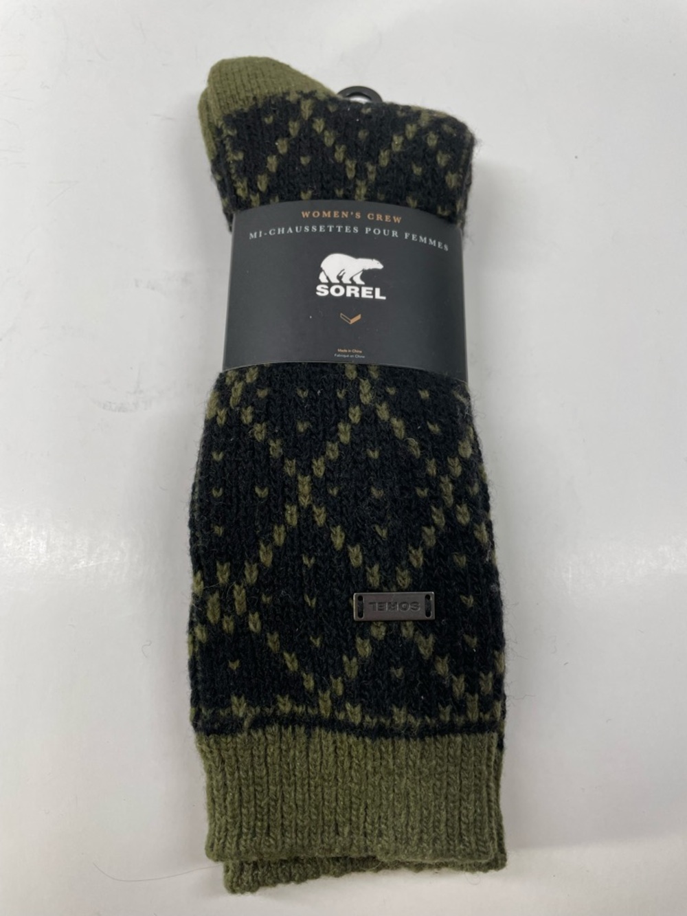 Sorel Women Crew Socks – Size 4-10
 Olive & Black